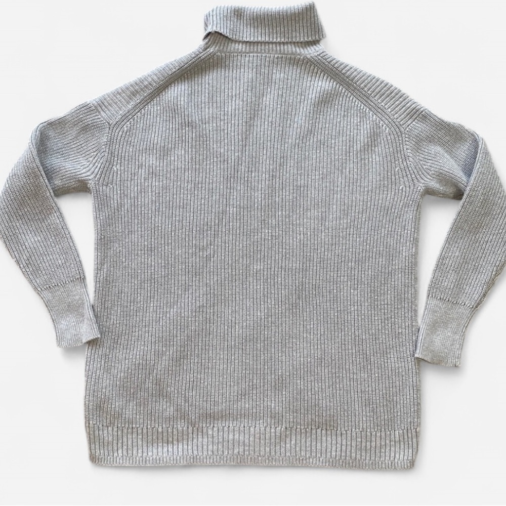 J. Crew Women’s Rib Knit Turtleneck Sweater Gray Cotton/Cashmere Blend Size XS - Picture 2 of 6